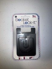 Socket Lock-It Card Holder  Phone Grip Holder In One - Black - Made In The USA