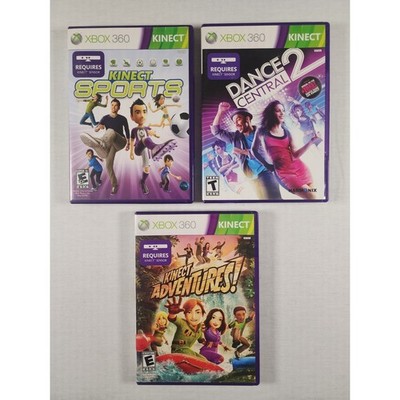 Xbox 360 Kinect Game Bundle Kinect Sports Dance Central 2 Kinect Adventures Lot