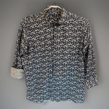Visconti Black Men's Button Up Multicolor Long Sleeve Shirt Sz 2XLB Crazy Design