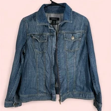 Calvin Klein Denim Jacket Womens 0X Blue Jean Jacket Full Zip