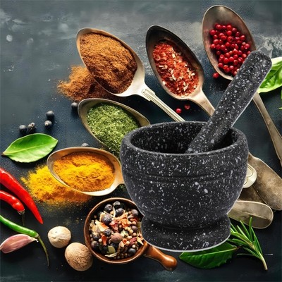 Mortaio Con Pestello Per Pesto E Spezie - In Plastica, Ø 11 Cm, Grigio, Per Cucina Casalinga - Foto 13