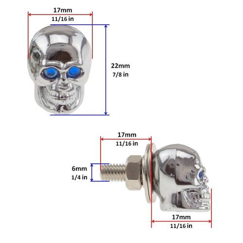 Perno de matrícula azul perno de motocicleta para perno de calavera - Imagen 2 de 3