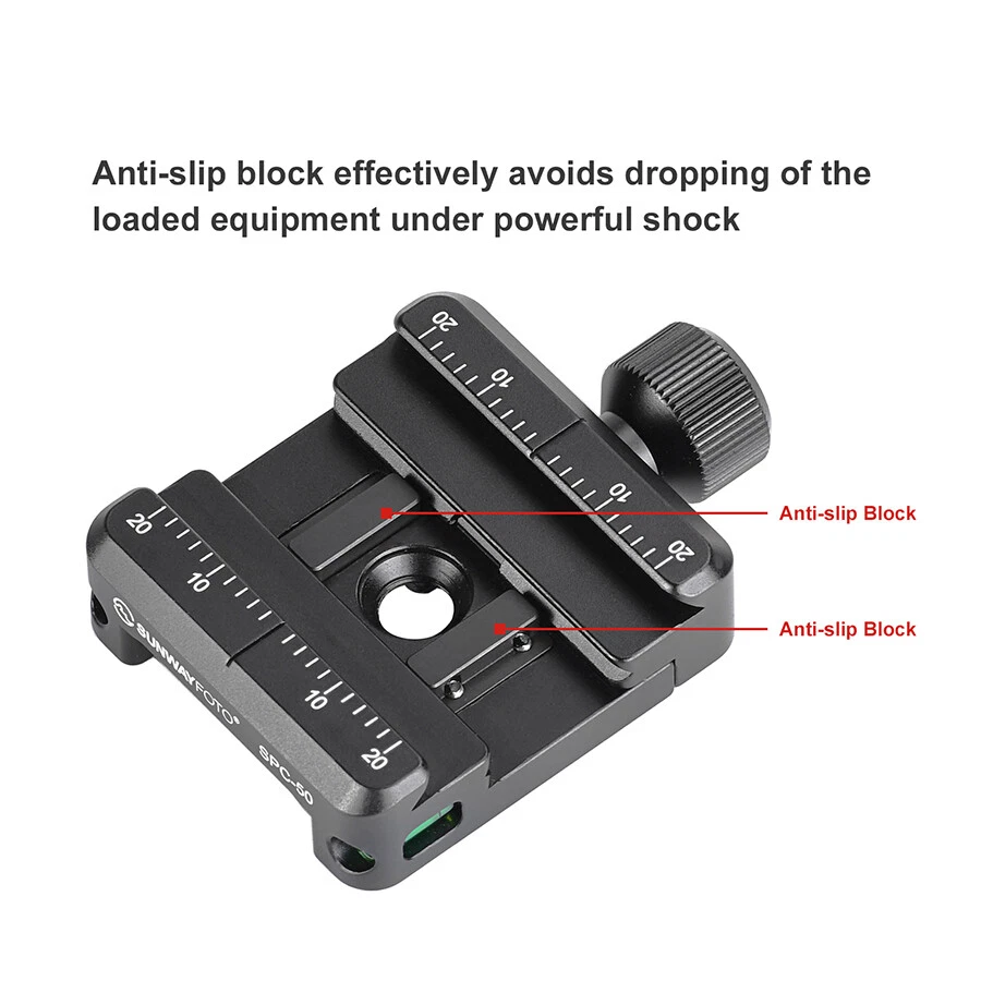 Abrazadera de liberación rápida SPC-50 Arca Swiss QR y adaptador de cola de milano Picatinny Foto 3 de 4
