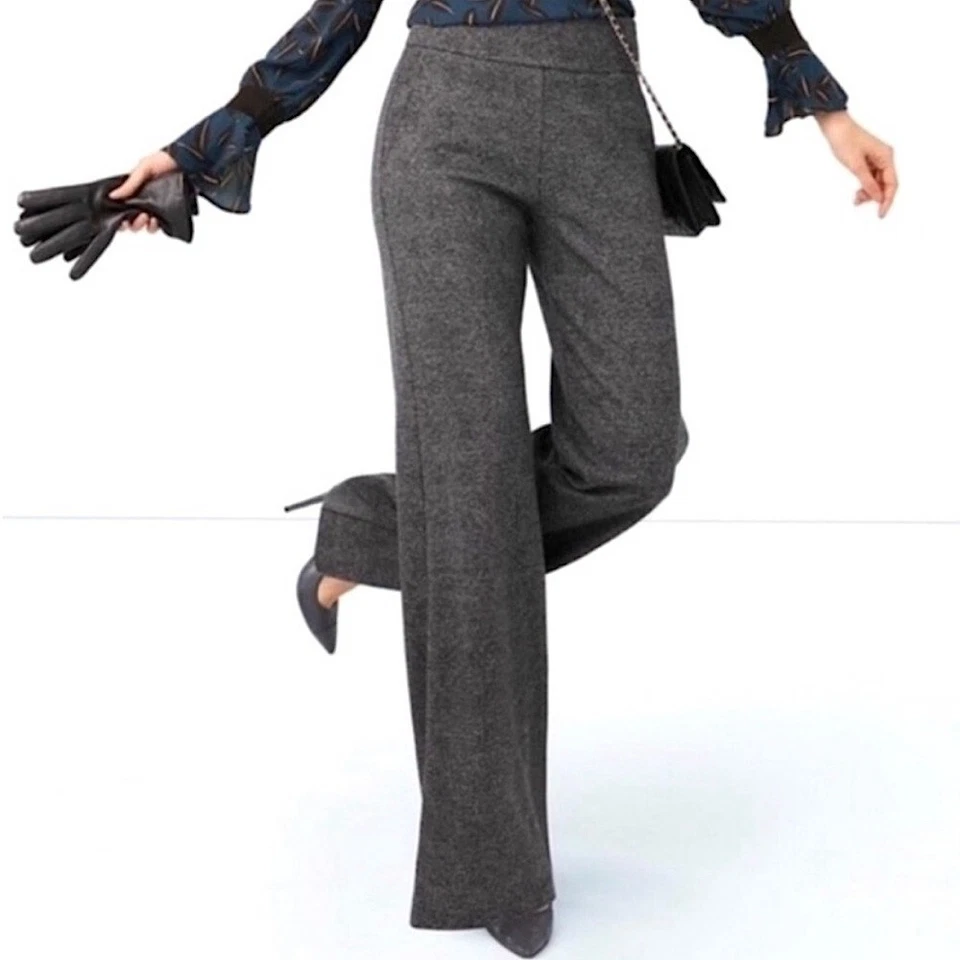 Cabi Women's Bond Trouser Hi-Waist Wide Leg Glen Plaid Black Gray 8