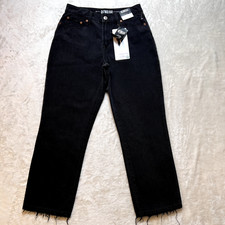 Rewash Jeans Womens 5/27 waist 28" Black Straight Ankle High Rise Raw Hem NWT