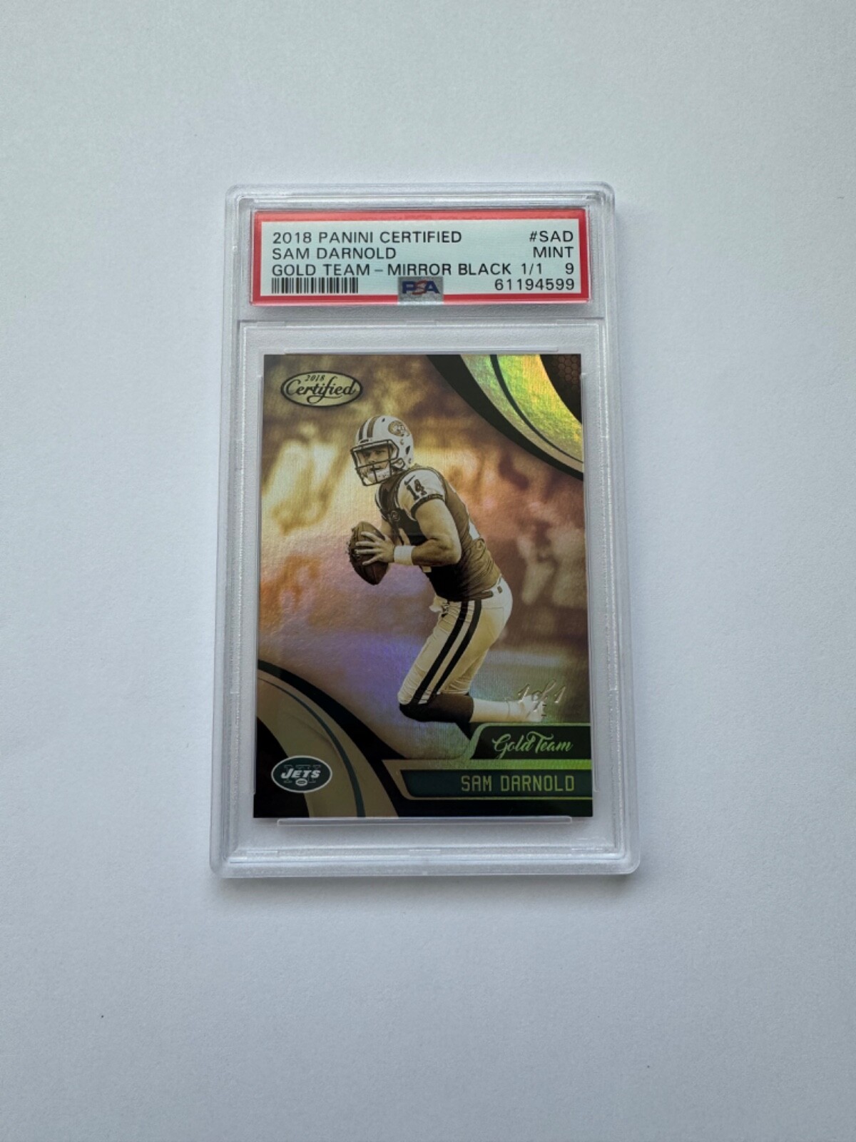 Sam Darnold Panini Certified Gold Team #SAD Mirror Black 1/1