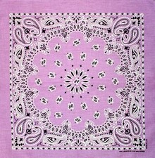 New 22" Lavender Paisley Bandana Handkerchief Scarf 100 Cotton Made In USA