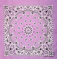 New 22" Lavender Paisley Bandana Handkerchief Scarf 100% Cotton Made In USA