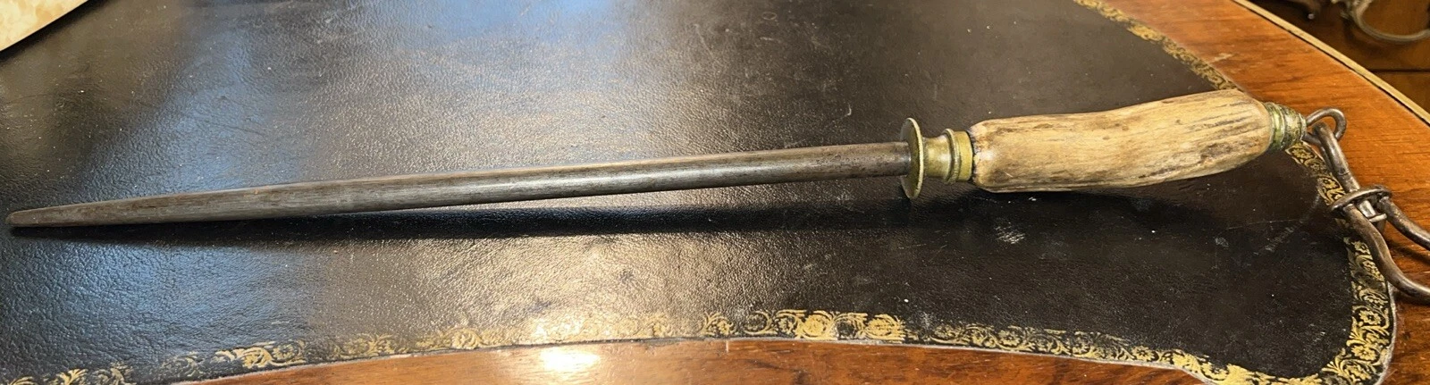 Antique I. Wilson Sycamore St. Sheffield England Knife Hone Rod W/ Antler Handle
