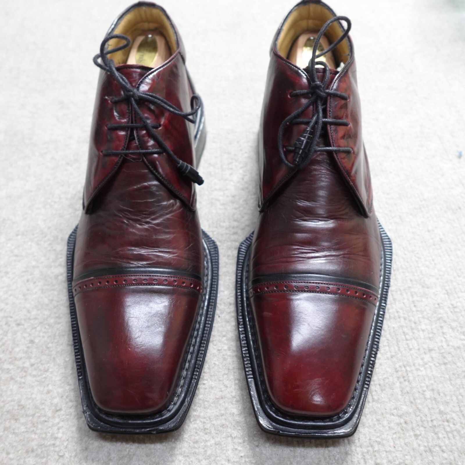 SAOLA Stivali uomo Avventura 10 5 rosso bordeaux derby chukka vanga fatti a mano