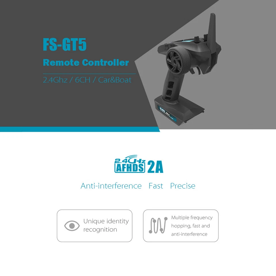 FlySky FS-GT5 2.4G 6CH Remote Control Transmitter with FS-BS6 Receiver RC A5T2 - Image 2 of 4