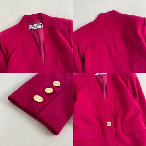 w2272 Yves Saint Laurent Suit Set-Up – Collarless, Gold Buttons, 100% Wool, Pink - Picture 4 of 8