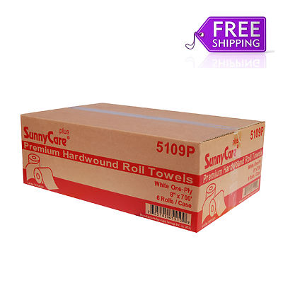 8'' White Premium Quality Hard Wound Paper Roll Towels, 8'' x 700` 6rolls/case 