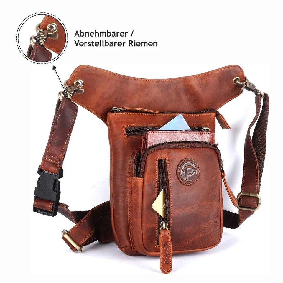 Leder Beintasche Motorrad Herren Damen Tasche Beinbeutel Vintage Pedro - Bild 3 von 4