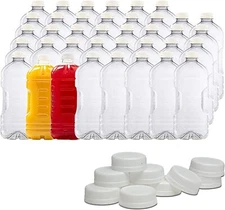 (38 Count) Disposable Plastic Juice Bottles | 64 Oz with Lids BPA-Free
