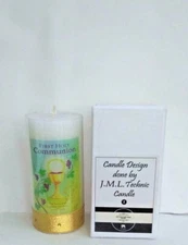 First Holy Communion church Candle Design Size 3x6 with white box JML Candle