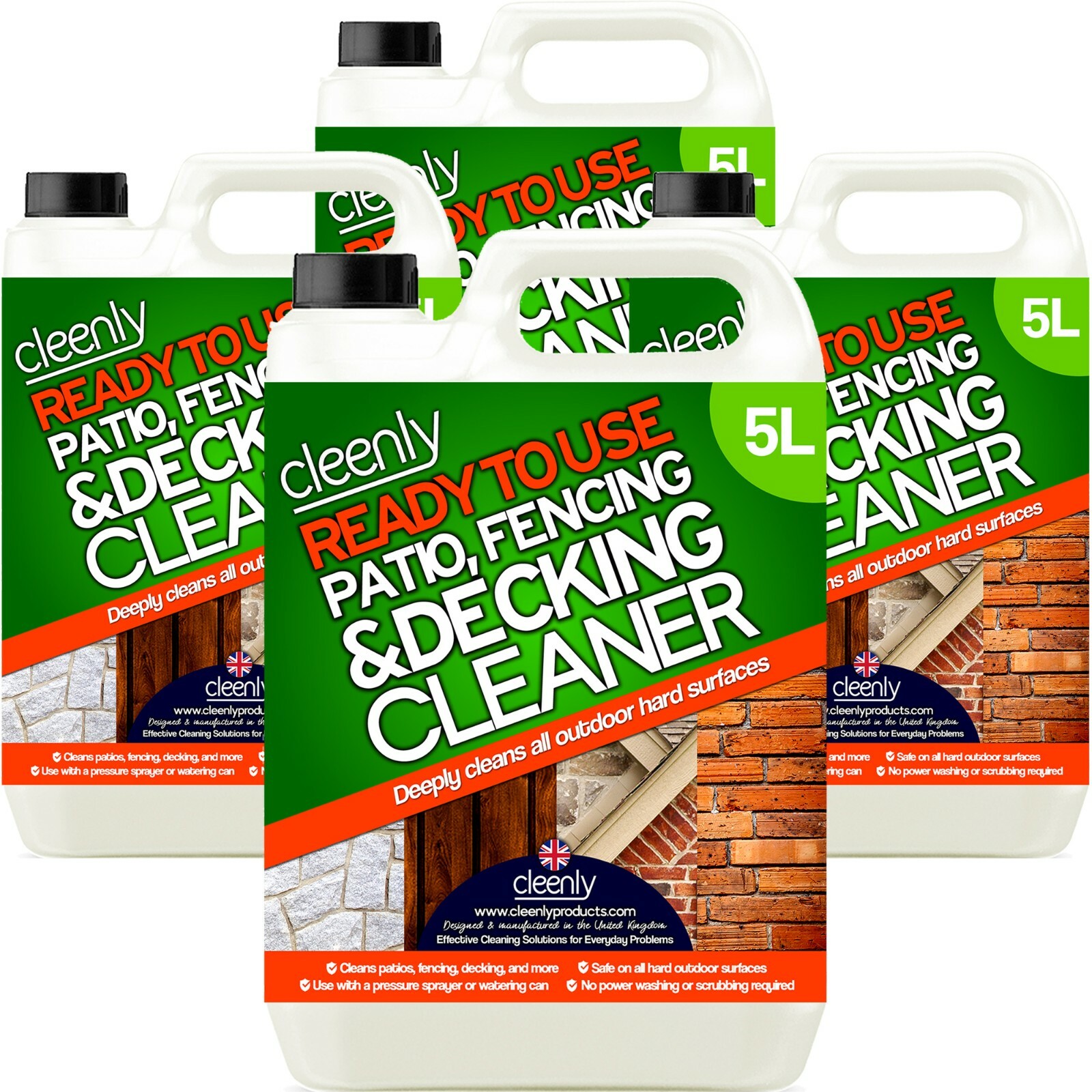 Cleenly Patio Cleaner Mould Algae Moss Killer 25% Stronger Decking Fence 20L