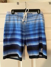 TOES ON THE NOSE MENS BOARDSHORT-CATCH A WAVE-SIZE 30-BLUE STRIPES-USA MADE-NEW