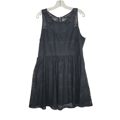 Heart Soul Sleeveless Dress Plus Size 1X Black Lined Flared Back Zipper