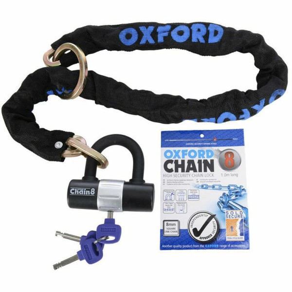 Oxford Chain8 Secure Pedal Bike / Cycle Silver Chain Lock With Padlock for sale online eBay