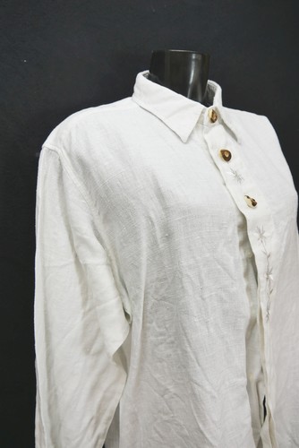 Trachtenhemd von Linzner Leinenhemd weiß mit Edelweiss Stickerei Gr.XL 43 - Bild 3 von 4