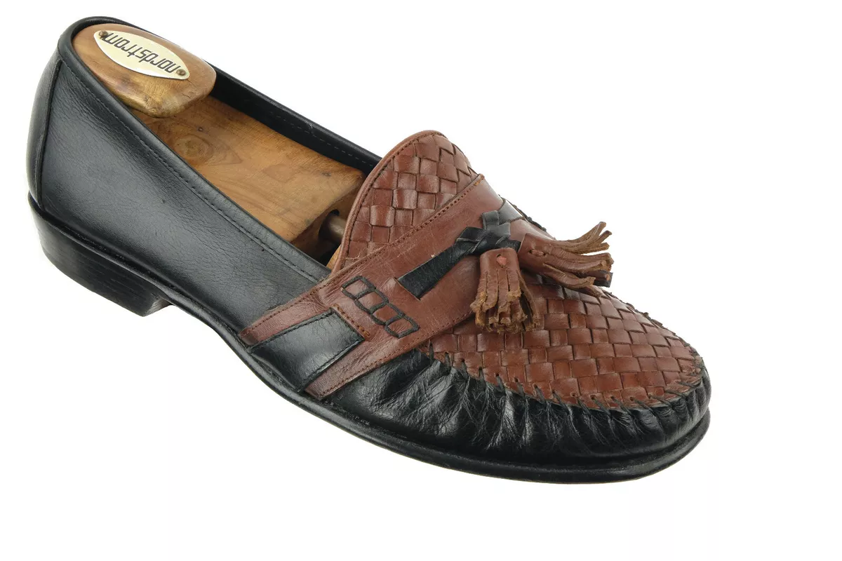 COLE HAAN Two Tone Spectator Woven Leather Tassel Loafers 8.5 E