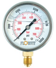 Manómetro hidráulico lleno de glicerina de 100 mm 0-300 PSI (21 BAR) BASE BSP de 1/2"