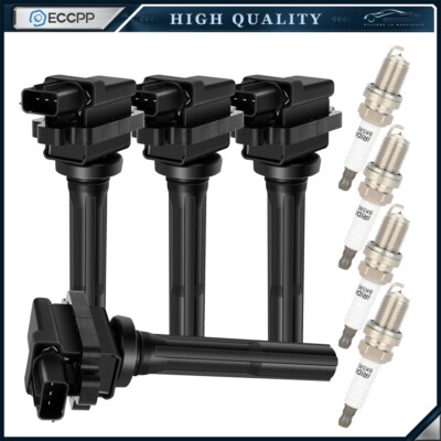 ECCPP 4 For 2.0L L4 Suzuki Aerio Vitara Chevy Tracker Ignition Coil & Spark Plug