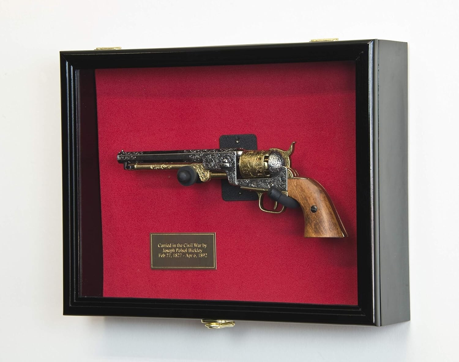 Shadow Box For Revolver Gun Display Case LARGE Black LED Light Wood Handgun Pistol Revolver ...
