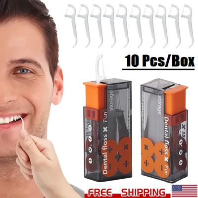 2PACK Dental Floss Toothpick Automatic Eject Box Daily Cleaning Oral Care Tools