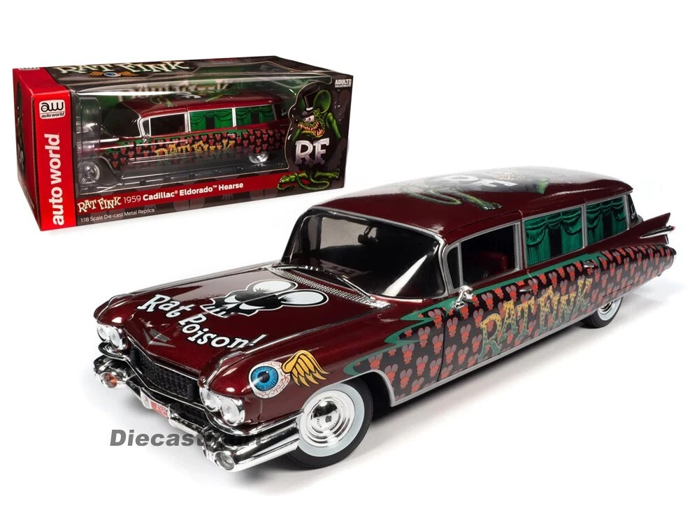 Auto World 1 18 Rat Fink 1959 Cadillac Eldorado Hearse Diecast Car AW303 Limited