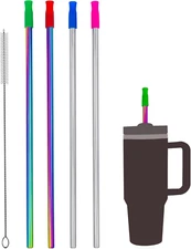 40 Oz Stainless Steel Straws, 12'' Extra Long 8Mm Wide Reusable Metal Straws Rep