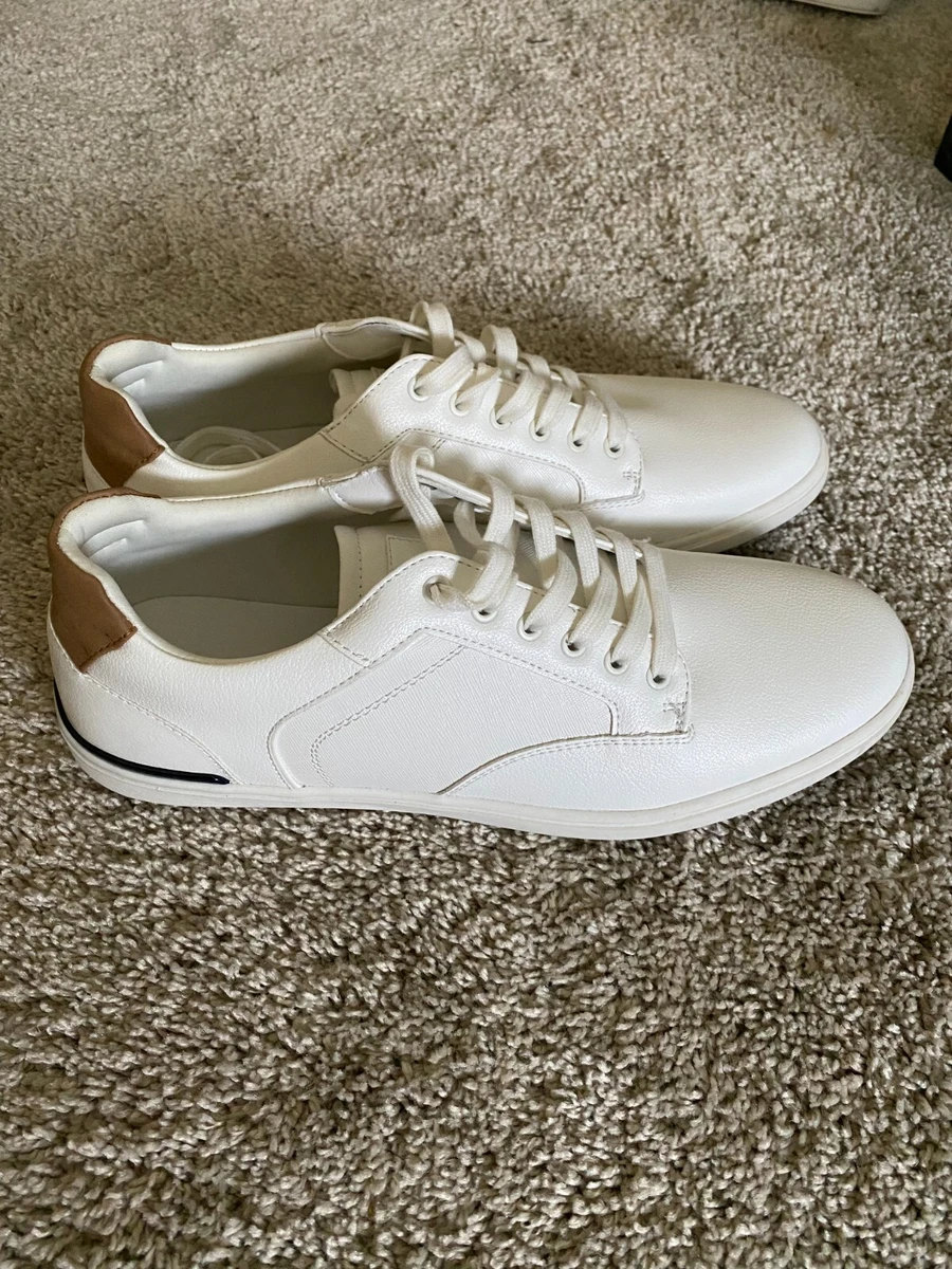 ALDO Men s Rigidus Sneaker White Leather Brown Heel Tab Size 9