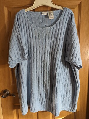 White Stag Women's 26W / 28W Cable Knit Sweater Vintage, Lt. Blue
