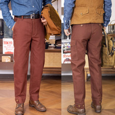 Red Tornado Vintage  Men's Cargo Brushed Cotton Pants High Waist Trousers Slacks