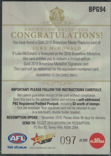 2018 AFL Select Footy Stars VARIOUS INSERTS HARD TO GET; Individual Card Sale. - Picture 20 of 28