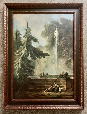 Hubert Robert (1733-1808 French) The Terrace Litho Print - Framed 33  x 25 