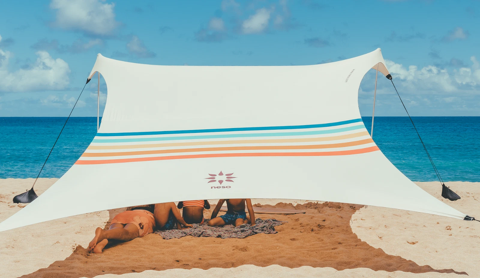 Neso Beach Tent with Sand Anchor, Portable Sunshade - 7' x 7' (Rainbow)