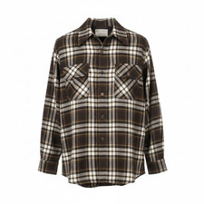 Vtg TOWNCRAFT Plus Brown Plaid 70 WOOL Shacket Shirt JC Penney 15-15 1/2 FLAW