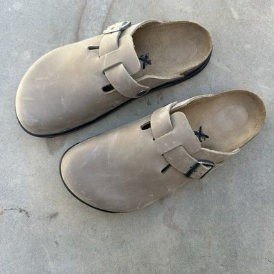 mens birkenstock clogs tobacco brown Birkenstock Boston Crosstown Mens Size 9-9.5 Oiled Leather Clogs Tobacco  Brown