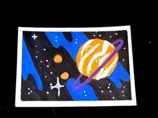 Mini Space Acrylic Painting 3.5x2.5" Galaxy Nebula Art ACEO Original Signed