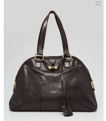 Yves Saint Laurent, Rive Gauche  Brown Leather Shoulder Bag with Gold Hardware