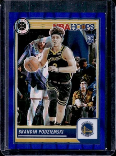 2023-24 Panini Hoops Premium Stock Brandin Podziemski RC Blue Seismic Prizm #/99