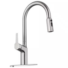 Modern 3-Mode 17 In. Single-Handle Pull-Down Sprayer Kitchen Faucet with Lead-Fr