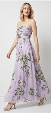 NWT WHITE HOUSE BLACK MARKET WHBM FLORAL LILAC STRAPLESS CHIFFON MAXI DRESS 10