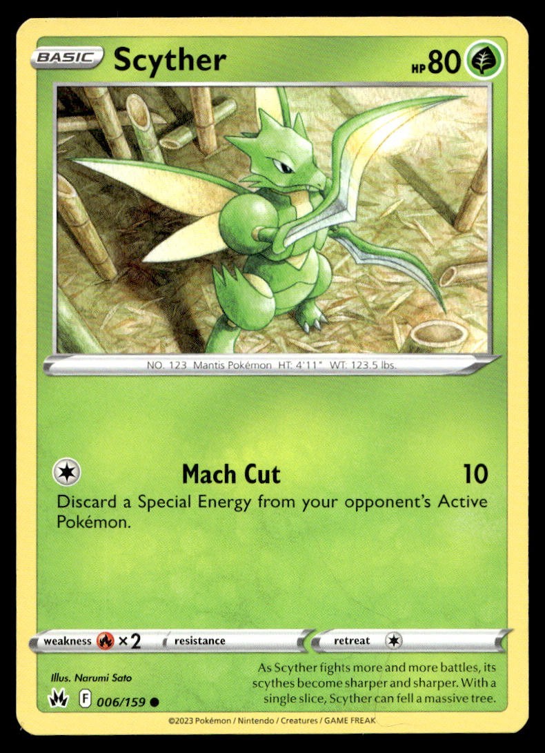 Scyther 6/159 Pokemon Card Crown Zenith Common 80 HP Lightly Played M15