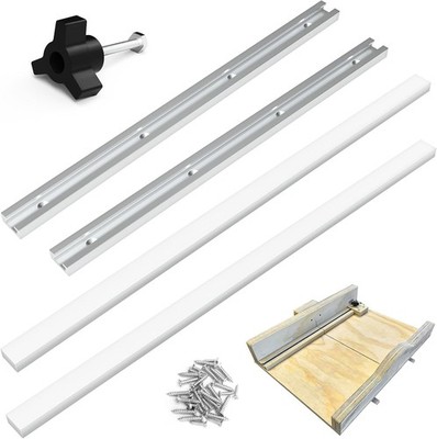 Table Saw Sled Kit DIY Crosscut Sled with 2 Aluminum T-Track, 2 UHMW Miter Bars,