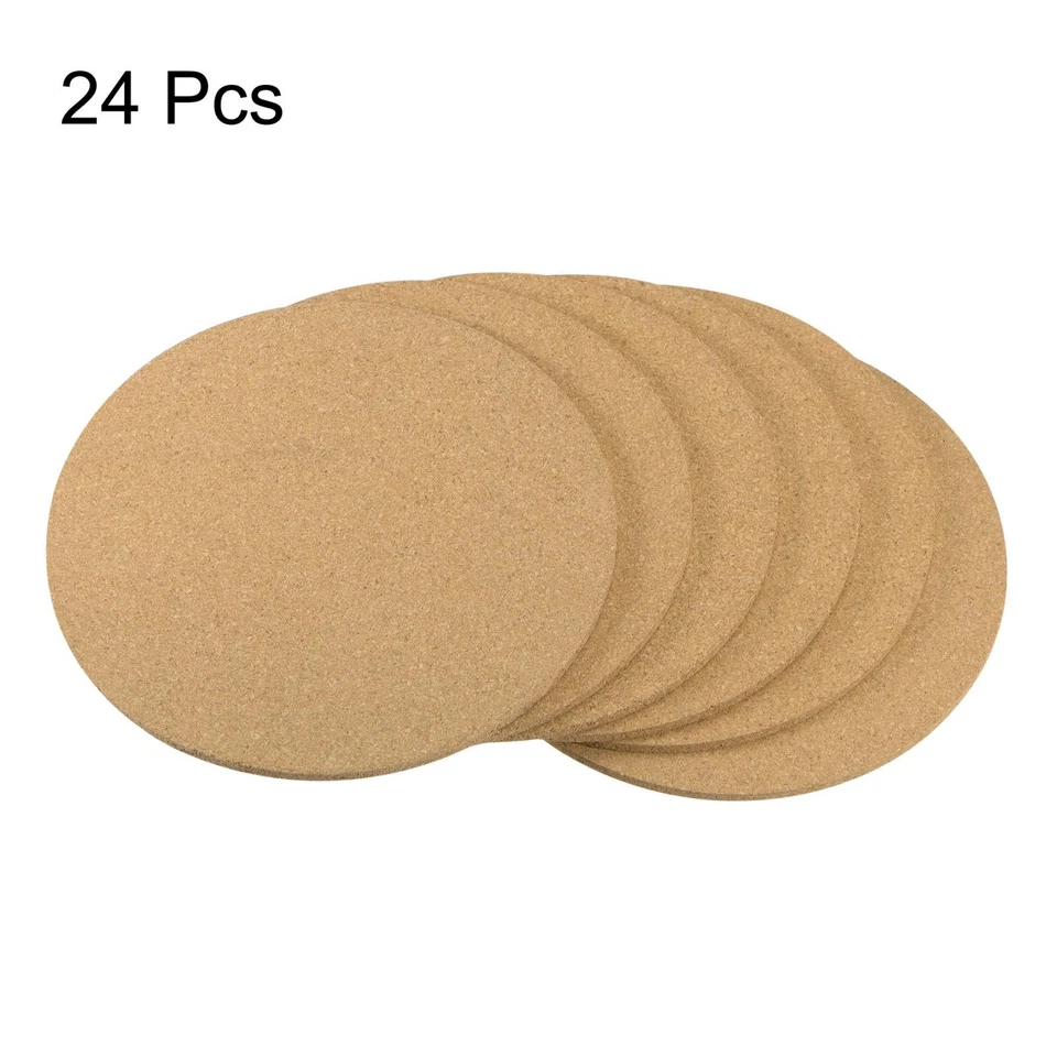 Sughero Sottobicchieri Legno, Rotondo 6" Diametro, 0,15" Spessa Giallo, 24pz - Immagine 3 di 4