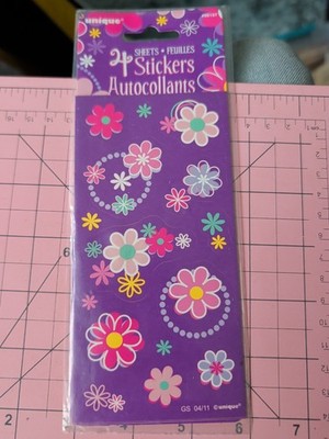 Stickers Colorful Flowers Unique 4 Sheets New Pack (Odor READ)