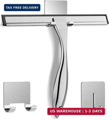 All-Purpose Stainless Steel Shower Squeegee for Shower Glass Door with 2 Adhesiv